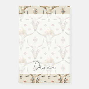 Brown Cream Tribal Native Feathers Skulls Post-it Notes
