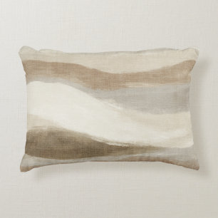 Brown Cream Wavy Abstract Stripes Accent Pillow