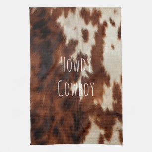 Brown Cream Western Cowhide Kitchen Towel