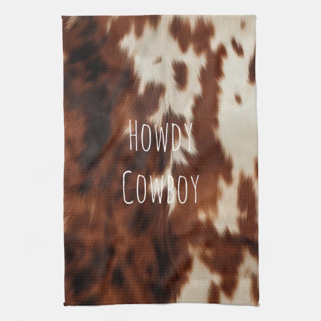 Brown Cream Western Cowhide  Kitchen Towel (Vertical)