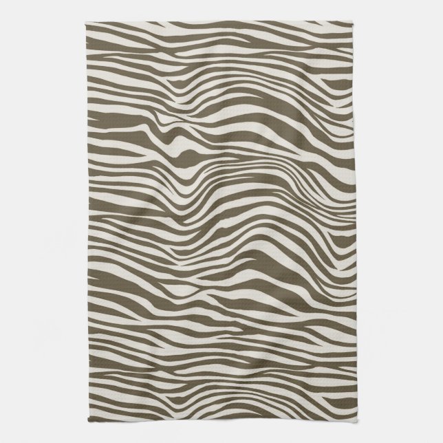 Brown Cream Zebra Print Kitchen Towel (Vertical)