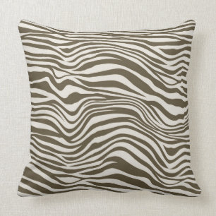 Brown Cream Zebra Print Throw Pillow