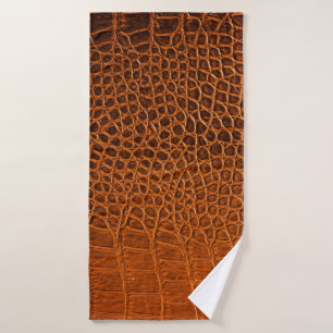 Brown crocodile leather bath towel
