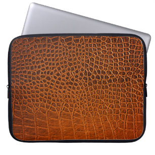 Brown crocodile leather laptop sleeve