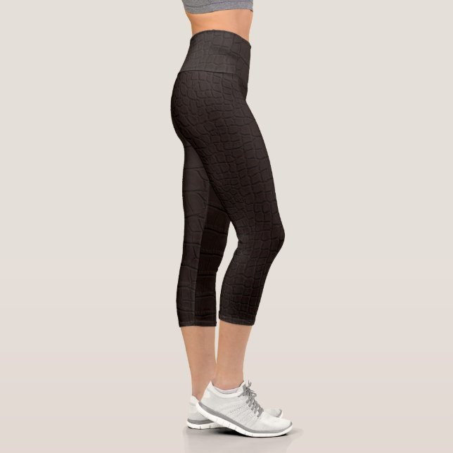 Brown Crocodile Skin Print Capri Leggings (Right)
