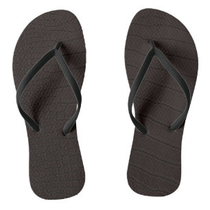 Brown Crocodile Skin Print Flip Flops