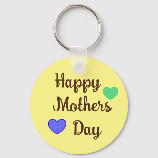 Brown Cursive Typography Happy Mothers Day, Keychain (Front)