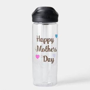 Brown Cursive Typography Happy Mothers Day, Water Bottle