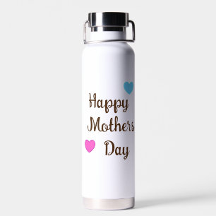 Brown Cursive Typography Happy Mothers Day, Water Bottle