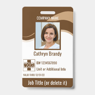 Brown custom Employee Security Id, logo, Bar Code Badge
