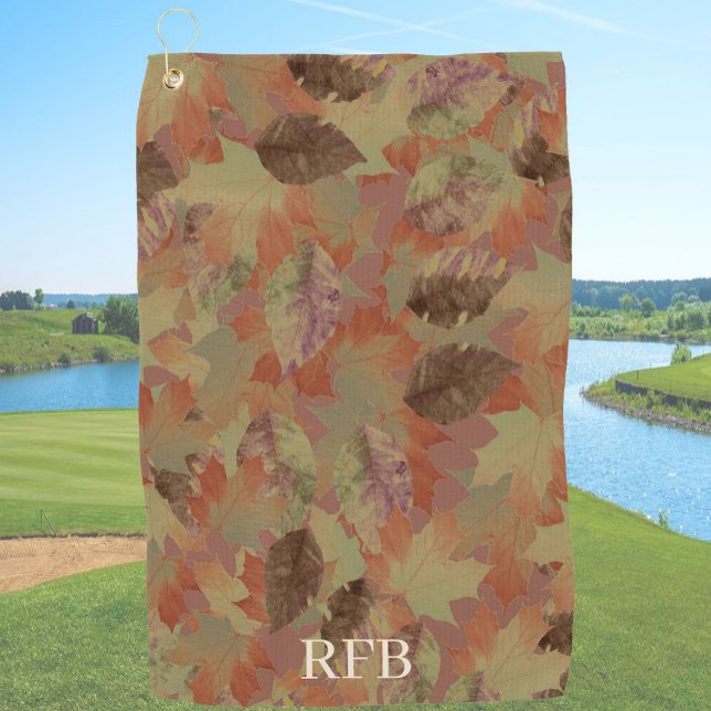 Brown Custom Monogram or Name Camo Golf Towel (Creator Uploaded)