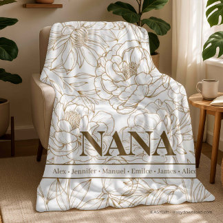 Brown Custom NANA Names Fleece Blanket