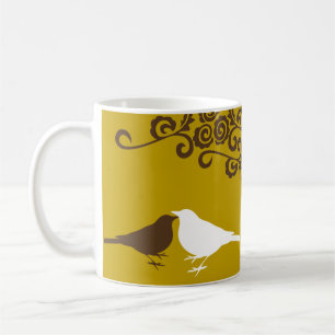 Brown cute bird custom name bridal gift coffee mug