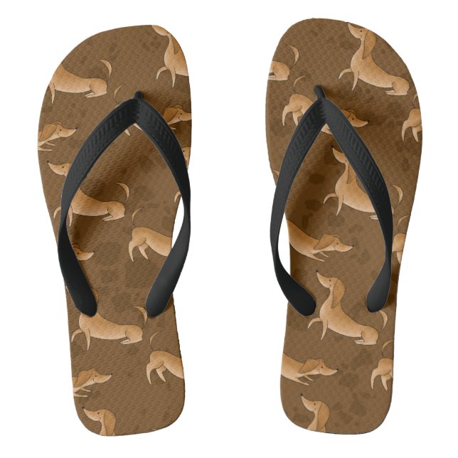 Brown Dachshund Flip Flops (Footbed)