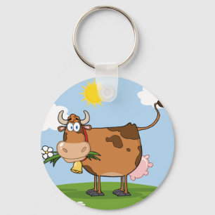 Brown Dairy Cow Keychain