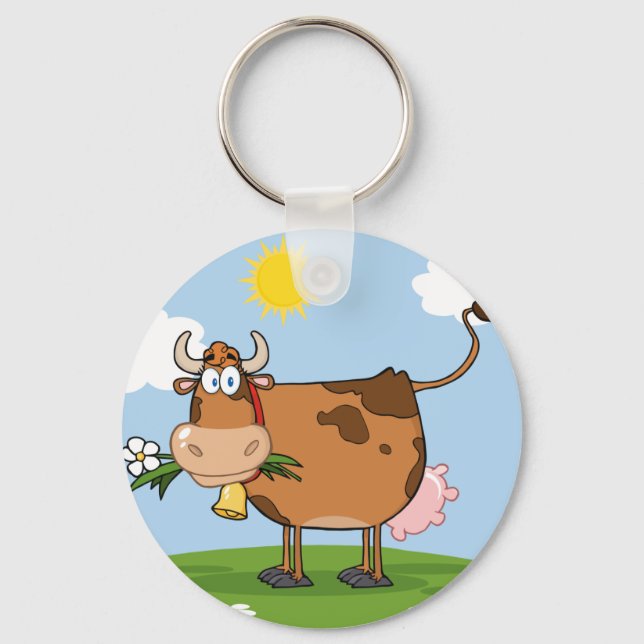 Brown Dairy Cow Keychain (Front)