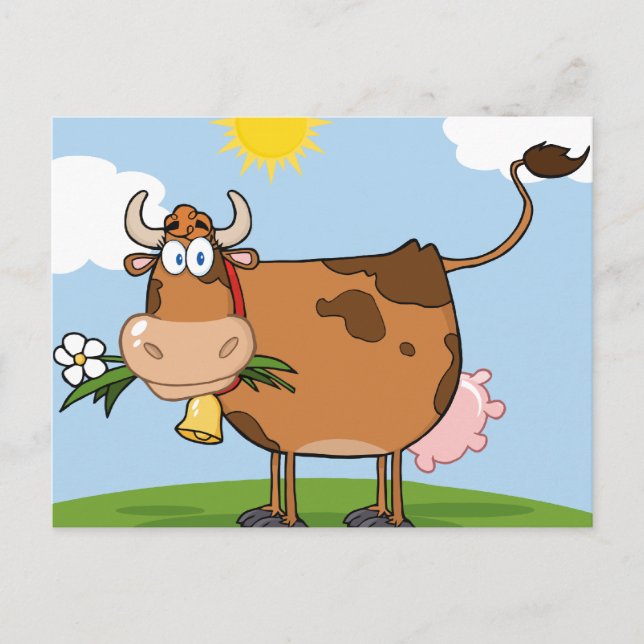 Brown Dairy Cow Postcard (Front)