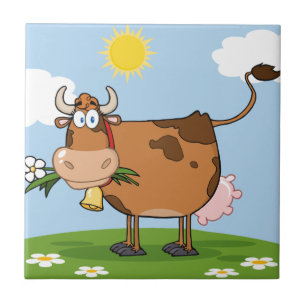 Brown Dairy Cow Tile