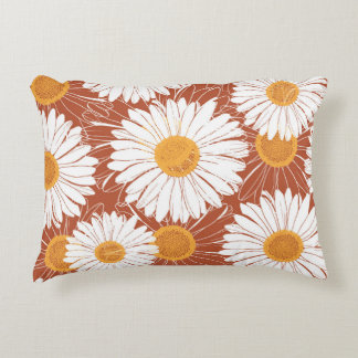 Brown Daisies: Seamless Flower Pattern Accent Pillow