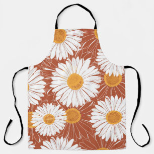 Brown Daisies: Seamless Flower Pattern Apron
