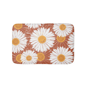 Brown Daisies: Seamless Flower Pattern Bath Mat