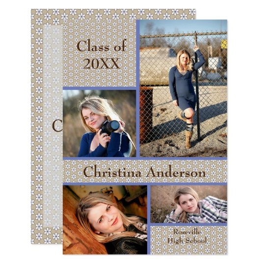 Brown Daisy Collage - 3x5 Graduation Announcement