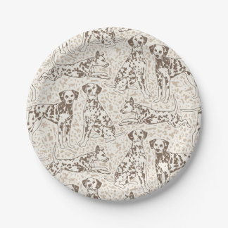 Brown Dalmatian Dog Animal Print Paper Plate