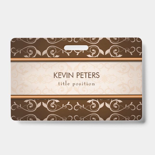 Brown Damask Badge (Front)