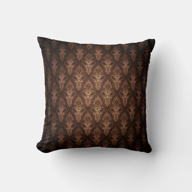 Brown Damask Look Cushion (Front)