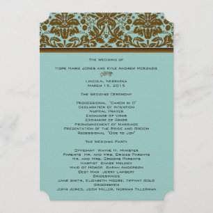Brown Damask Wedding Program