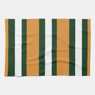 Brown, dark green and white stripes kitchen towel