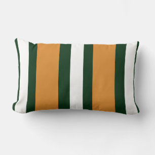 Brown, dark green and white stripes lumbar pillow