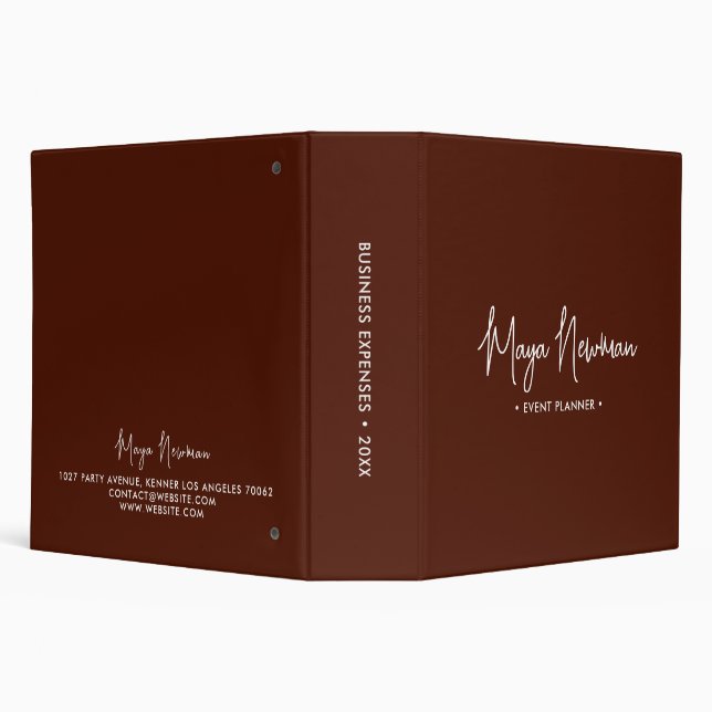 BROWN DARK Modern Minimalist Feminine Monogram  Binder (Background)
