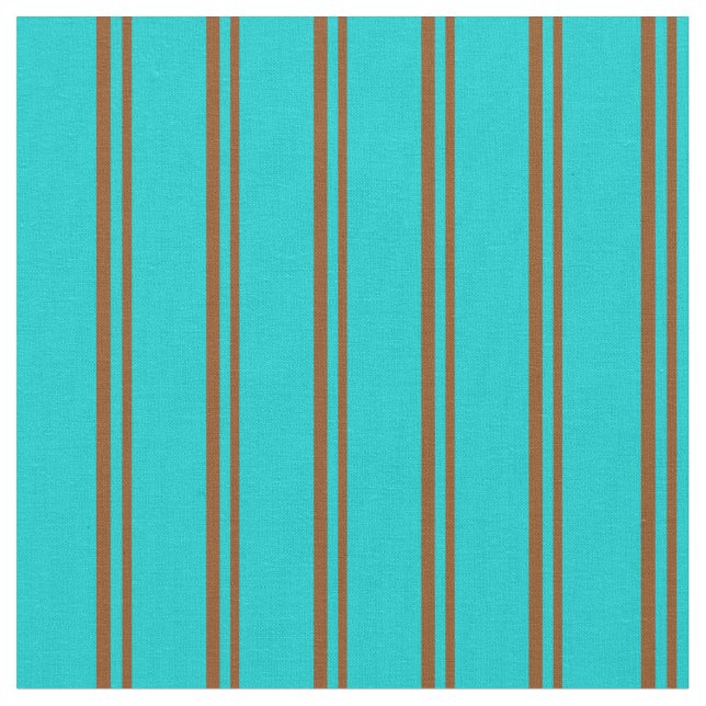 Brown & Dark Turquoise Coloured Pattern Fabric (Close Up)
