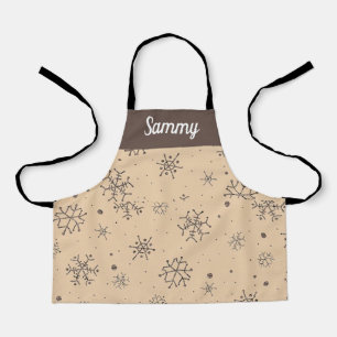 Brown decorative snowflakes apron