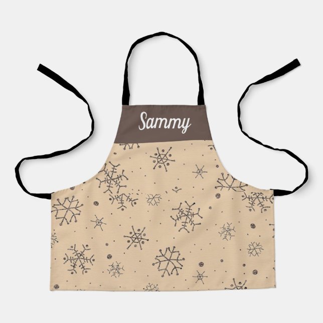 Brown decorative snowflakes apron (Front)