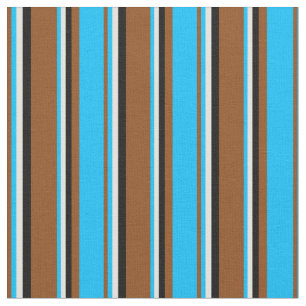 Brown, Deep Sky Blue, Light Yellow & Black Coloure Fabric