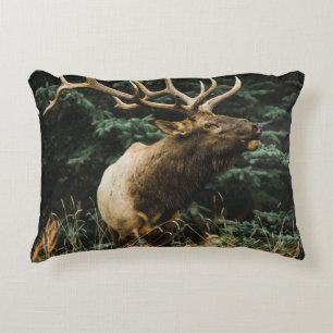 BROWN DEER ON GREEN GRASS DURING DAYTIME ACCENT PILLOW
