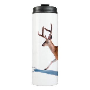 BROWN DEER ON WHITE BACKGROUND THERMAL TUMBLER
