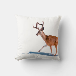 BROWN DEER ON WHITE BACKGROUND THROW PILLOW