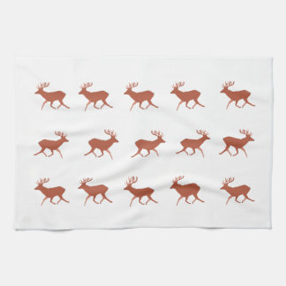Brown Deer Walking Festive Pattern Kitchen Towel