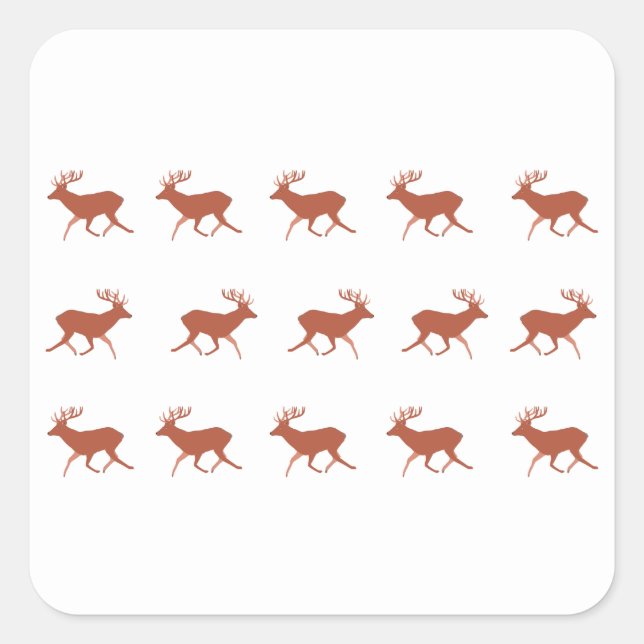 Brown Deer Walking Festive Pattern   Square Sticker (Front)