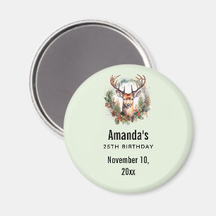 Brown Deer with Antlers Rustic Birthday Magnet