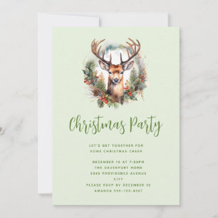 Brown Deer with Antlers Rustic Christmas Invitation