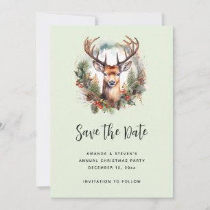 Brown Deer with Antlers Rustic Christmas Save The Date