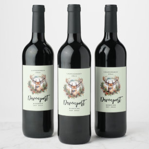 Brown Deer with Antlers Rustic - Wine Making Label