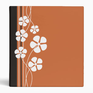 Brown Designer White Flowers Binders