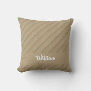 Brown diagonal lines textured throw pillow