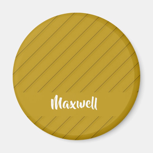 Brown diagonal plastic textured custom name magnet (Front)