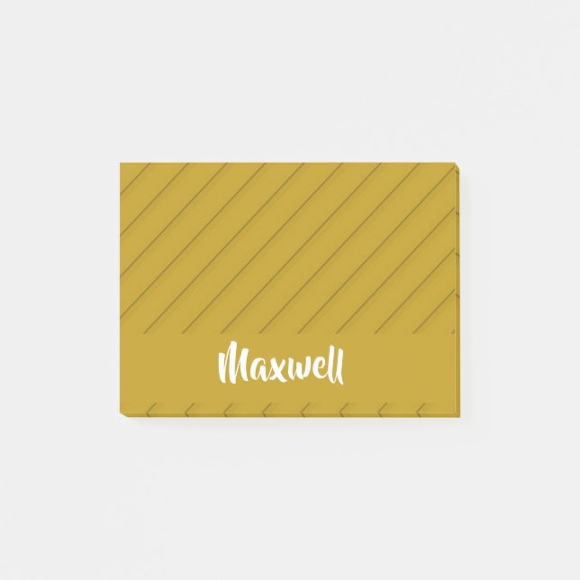 Brown diagonal plastic textured custom name post-it notes (Front)